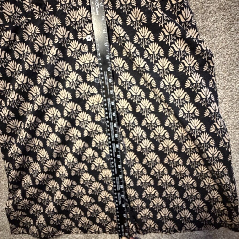 Boden Dress Womens 10R Black Floral Collared Short Puff Sleeve Shirt Knee Jersey - Picture 4 of 11